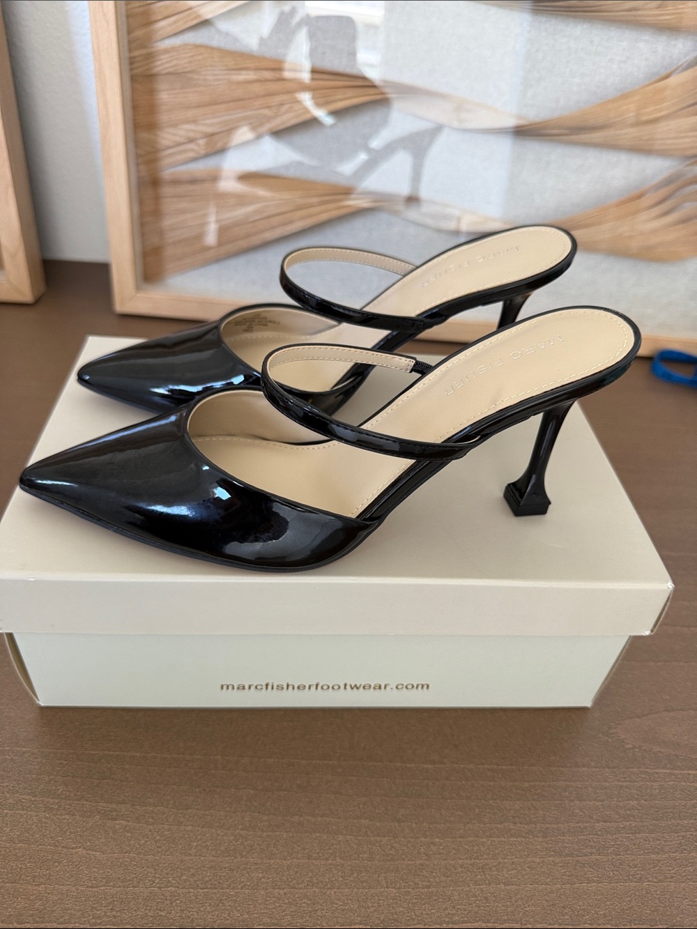 NWT Marc Fisher Hadais Black Patent Pointed heels - Picture 2 of 4